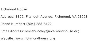 Richmond House Address Contact Number