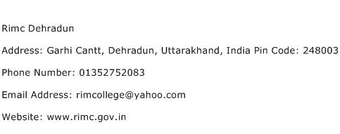 Rimc Dehradun Address Contact Number