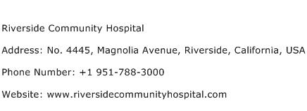 Riverside Community Hospital Address Contact Number of Riverside