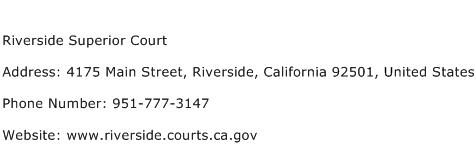 Riverside Superior Court Address Contact Number