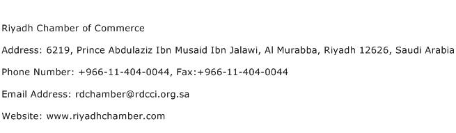 Riyadh Chamber of Commerce Address Contact Number