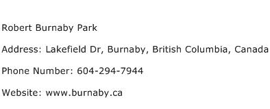 Robert Burnaby Park Address Contact Number