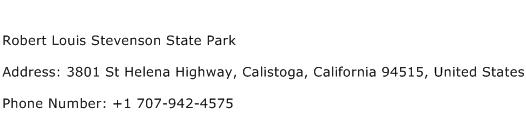 Robert Louis Stevenson State Park Address Contact Number