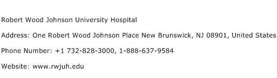 Robert Wood Johnson University Hospital Address Contact Number