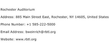 Rochester Auditorium Address Contact Number