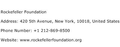 Rockefeller Foundation Address Contact Number