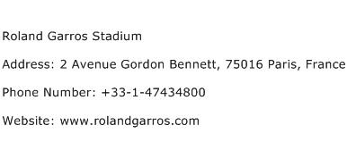 Roland Garros Stadium Address Contact Number