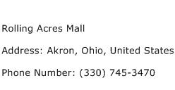 Rolling Acres Mall Address Contact Number