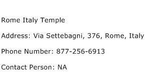 Rome Italy Temple Address Contact Number