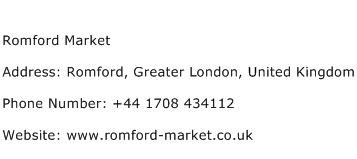 Romford Market Address Contact Number