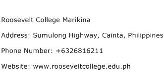 Roosevelt College Marikina Address Contact Number
