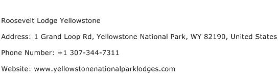 Roosevelt Lodge Yellowstone Address Contact Number