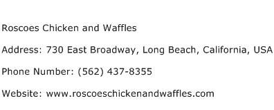 Roscoes Chicken and Waffles Address Contact Number