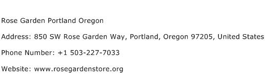 Rose Garden Portland Oregon Address Contact Number