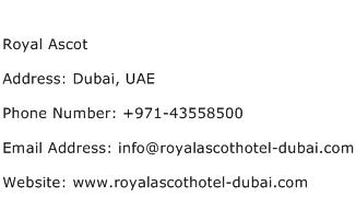 Royal Ascot Address Contact Number