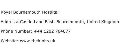 Royal Bournemouth Hospital Address Contact Number