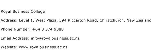 Royal Business College Address Contact Number