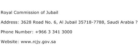Royal Commission of Jubail Address Contact Number