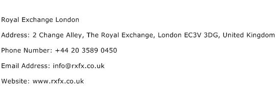 Royal Exchange London Address Contact Number