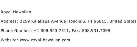Royal Hawaiian Address Contact Number