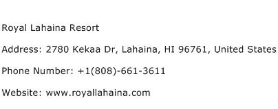 Royal Lahaina Resort Address Contact Number