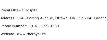 Royal Ottawa Hospital Address Contact Number