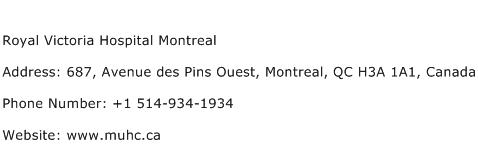 Royal Victoria Hospital Montreal Address Contact Number