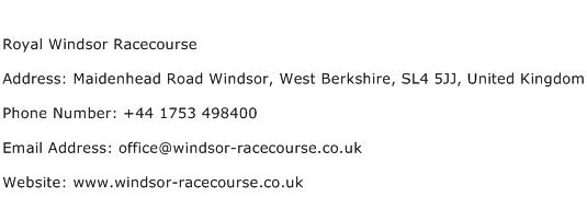 Royal Windsor Racecourse Address Contact Number