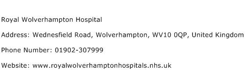 Royal Wolverhampton Hospital Address Contact Number
