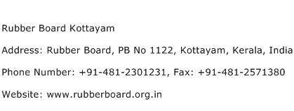 Rubber Board Kottayam Address Contact Number