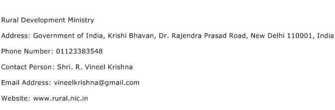 Rural Development Ministry Address Contact Number