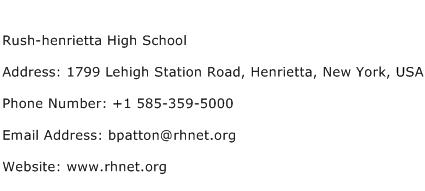 Rush henrietta High School Address Contact Number