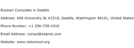 Russian Consulate in Seattle Address Contact Number