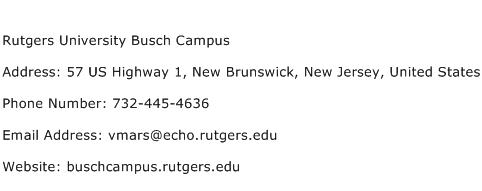 Rutgers University Busch Campus Address Contact Number