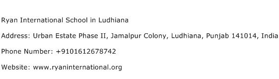 Ryan International School in Ludhiana Address Contact Number