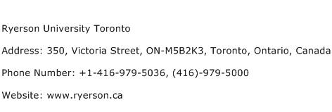 Ryerson University Toronto Address Contact Number
