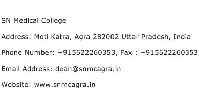 SN Medical College Address Contact Number