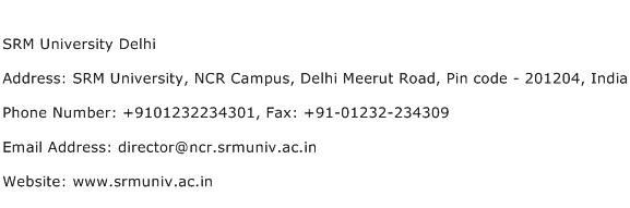 SRM University Delhi Address Contact Number