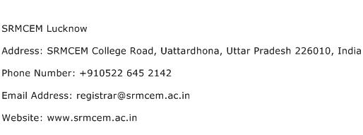 SRMCEM Lucknow Address Contact Number