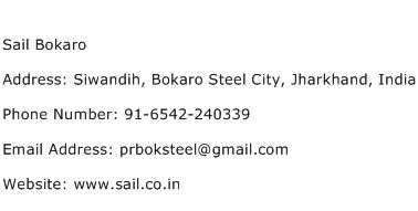 Sail Bokaro Address Contact Number