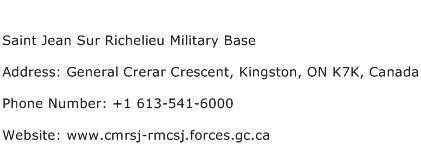 Saint Jean Sur Richelieu Military Base Address Contact Number