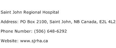 Saint John Regional Hospital Address Contact Number