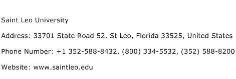 Saint Leo University Address Contact Number