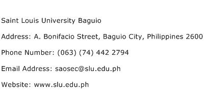 Saint Louis University Baguio Address Contact Number