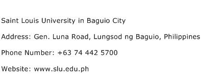 Saint Louis University in Baguio City Address Contact Number