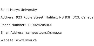 Saint Marys University Address Contact Number
