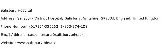 Salisbury Hospital Address Contact Number