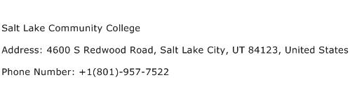 Salt Lake Community College Address Contact Number