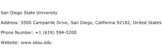 San Diego State University Address Contact Number