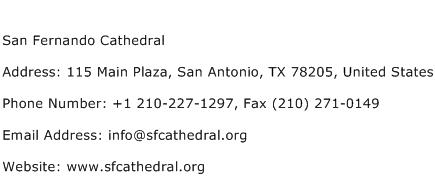 San Fernando Cathedral Address Contact Number